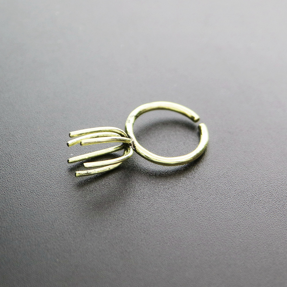 1Pcs 15MM long prong irregular stone adjutable brass ring settings DIY supplies 1294137 - Click Image to Close
